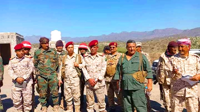 خلال زيارة وفد من وزارة الدفاع لجبهات الضالع خلال زيارة وفد من وزارة الدفاع لجبهات الضالع